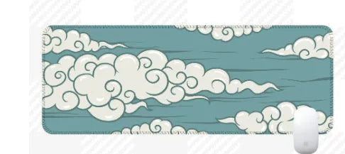 Natural rubber cloud mouse pad in Japanese style pattern on desk with keyboard and mouse