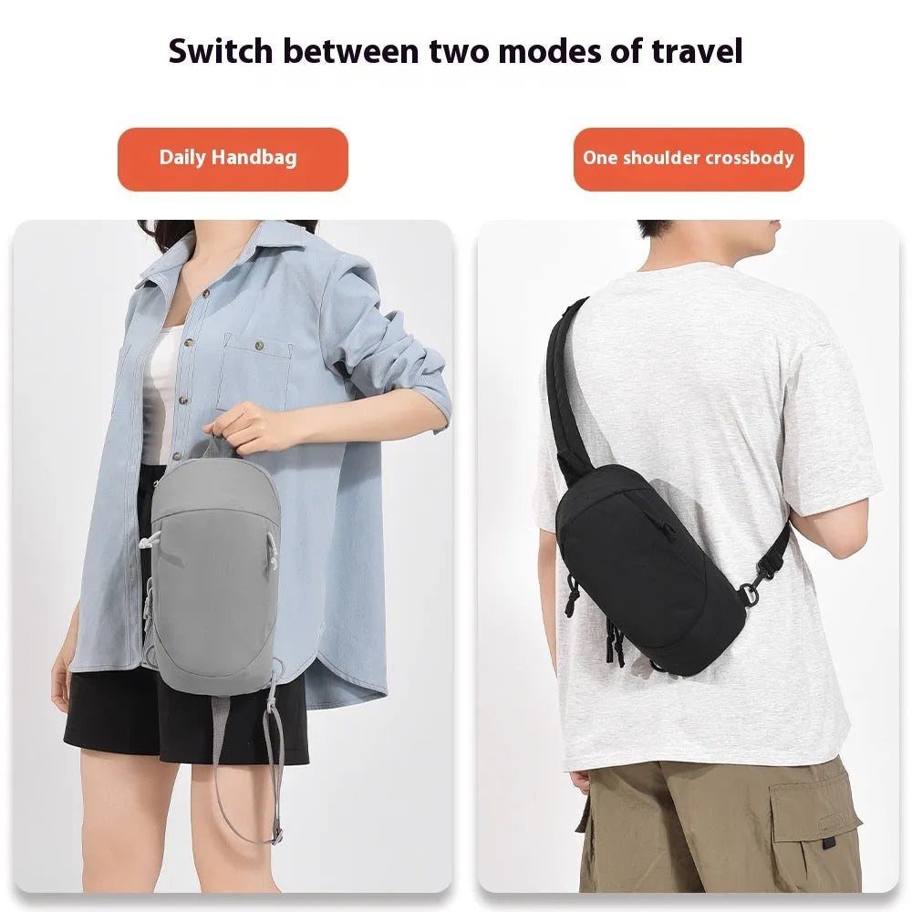 Outdoor girls nylon crossbody sports bag with mobile phone compartment in six colour options
