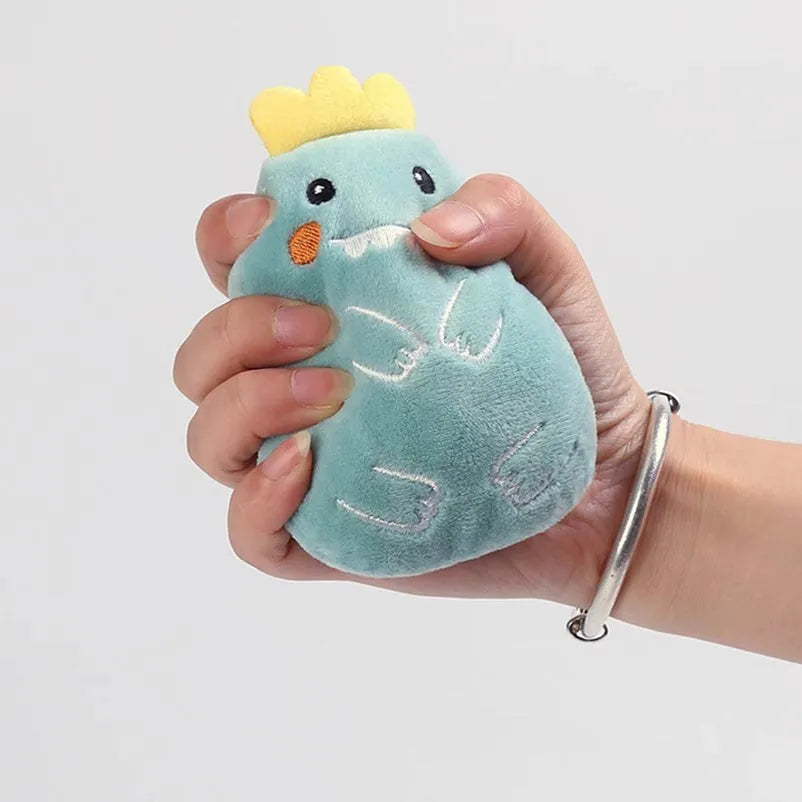 Small colourful plush cat toy with catnip and squeaker for chewing and interactive play