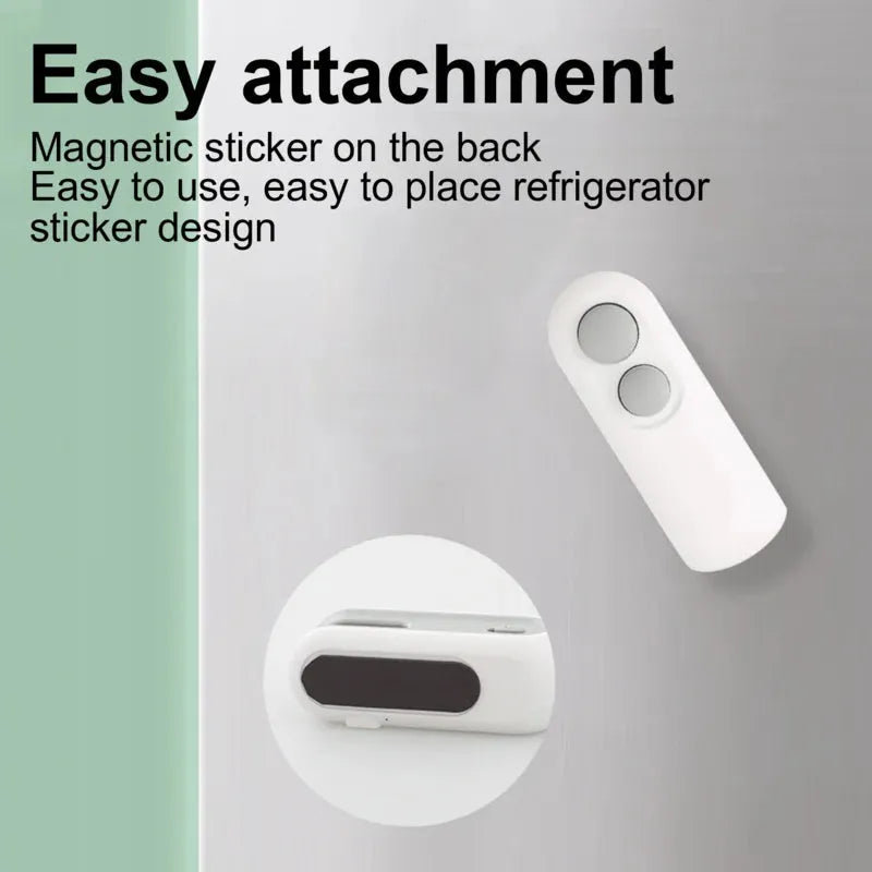 Blue handheld vacuum heat sealer with cutter blade and magnetic backing for food storage