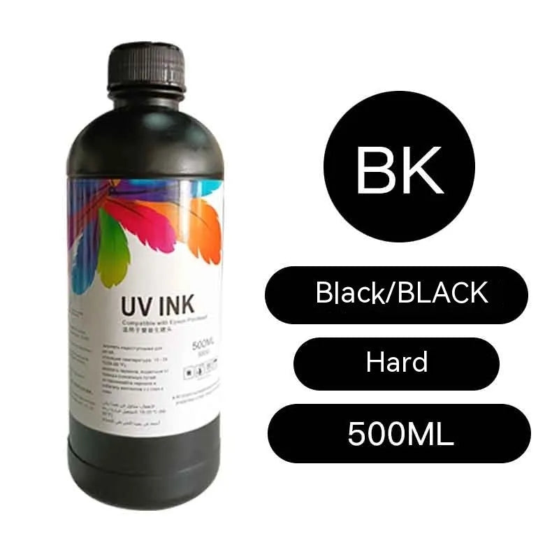 500ml UV ink bottle for Epson XP600 TX800 printers with eight colour options for coil flat plate printing