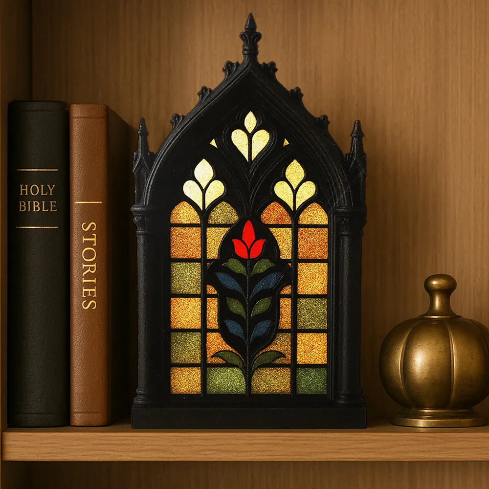 Black Gothic style wooden wall-mounted storage rack decoration on a plain wall.