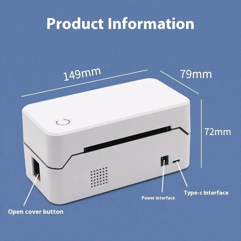 Thermal express single electronic surface printer with compact dimensions and Bluetooth connectivity