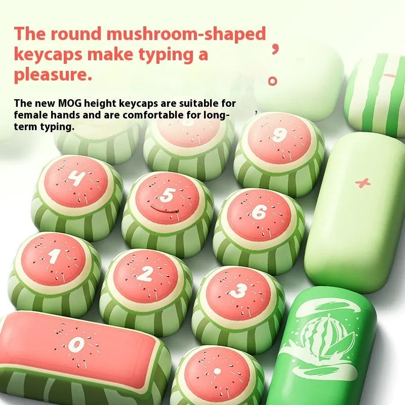 Watermelon theme sublimation printed PBT mechanical keyboard key caps with small steamed bun mushroom profile