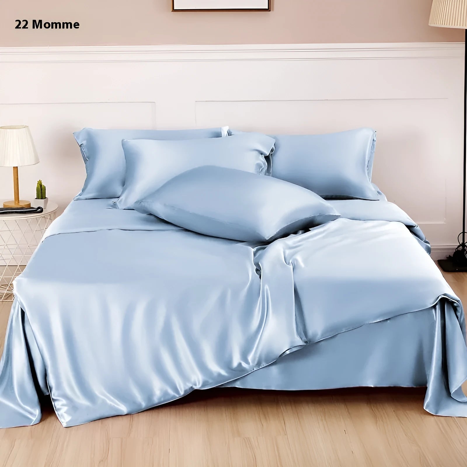Silk duvet cover in Lotus Pink colour showing double-sided bedding with plain weave texture