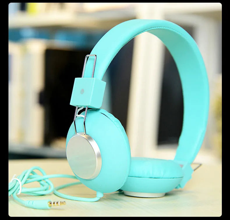 Wired head-mounted sports earphones with microphone in multiple colour options