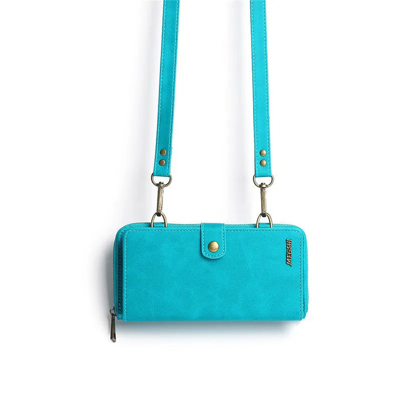 Wallet style phone case with detachable backpack and leather flip cover for Samsung Galaxy and iPhone devices