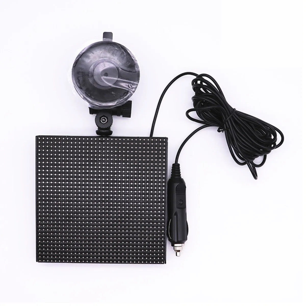 Aluminium-framed Bluetooth wireless car LED display screen showing a full-colour graphic.
