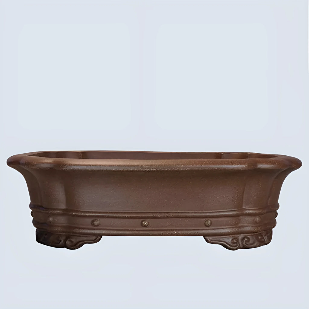 Handmade purple clay rectangular begonia flower pot antique design 51x41x14cm
