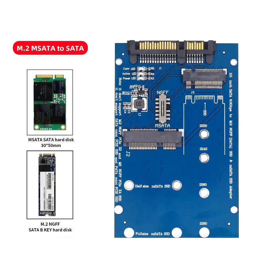 SATA3 to M2 NGFF MSATA SSD adapter card in black or blue colour