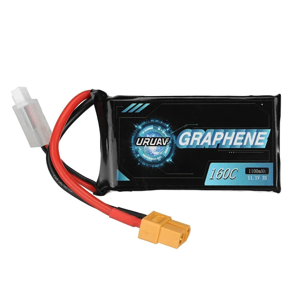 7.4V 1200mAh lithium battery for RC model cars and ships measuring 15x36x70mm