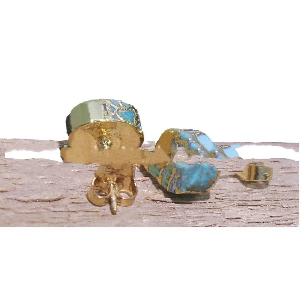 Natural stone bohemian style stud earrings with irregular cut stones in colour ER1031