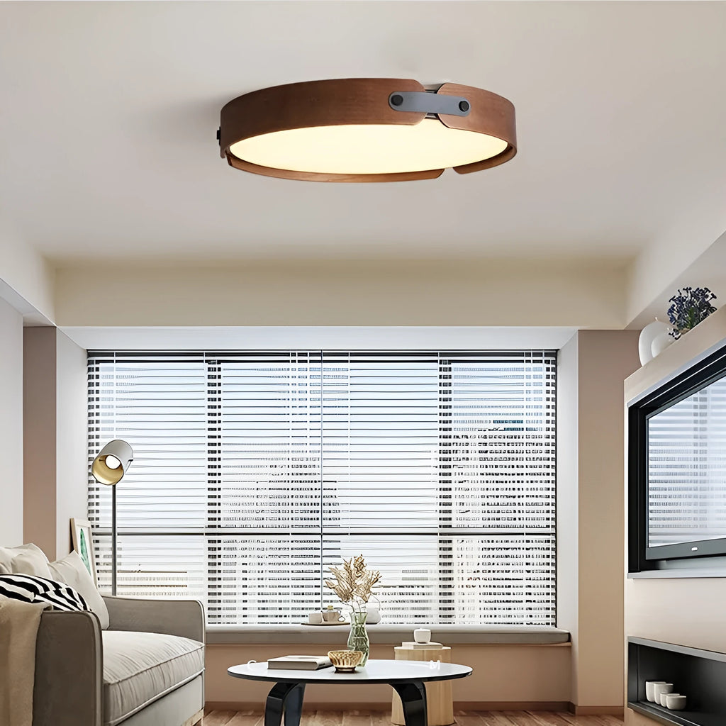 Japanese style wooden ceiling lamp with PMMA shade in warm light colour