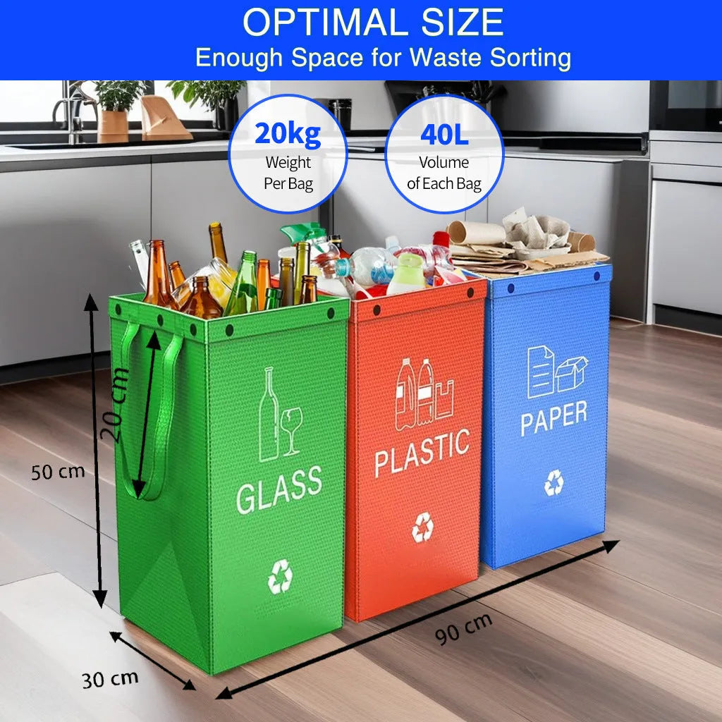 40 litre plastic recycling bin in blue colour with clean bag design for household waste sorting