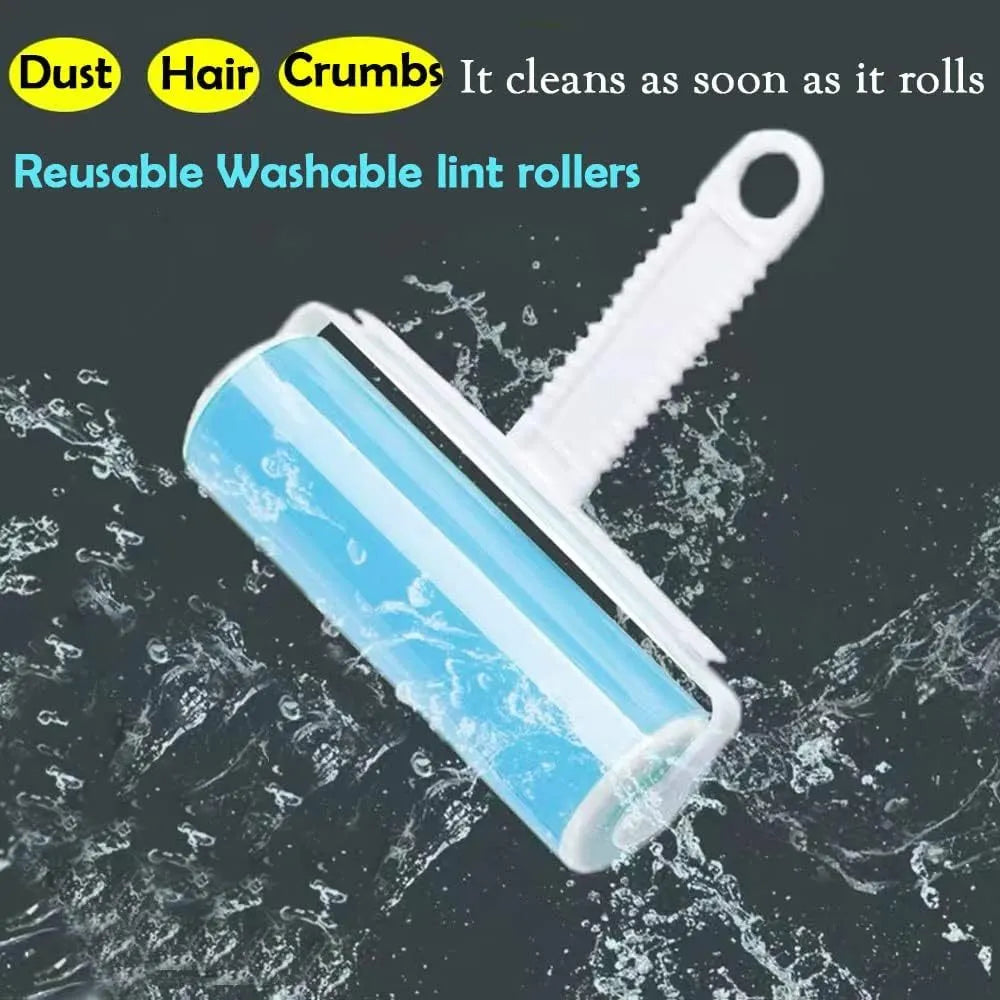 Blue green pink or yellow washable reusable lint roller for pet hair removal