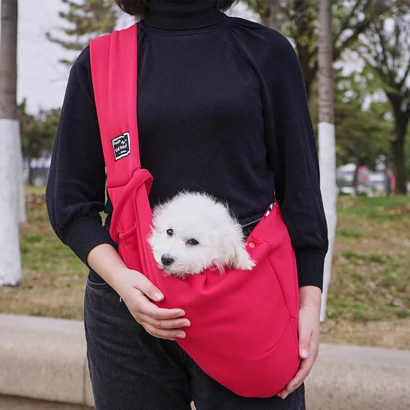 Soft polyester pet crossbody shoulder bag with mobile phone pocket, solid colour, 15 Jin capacity