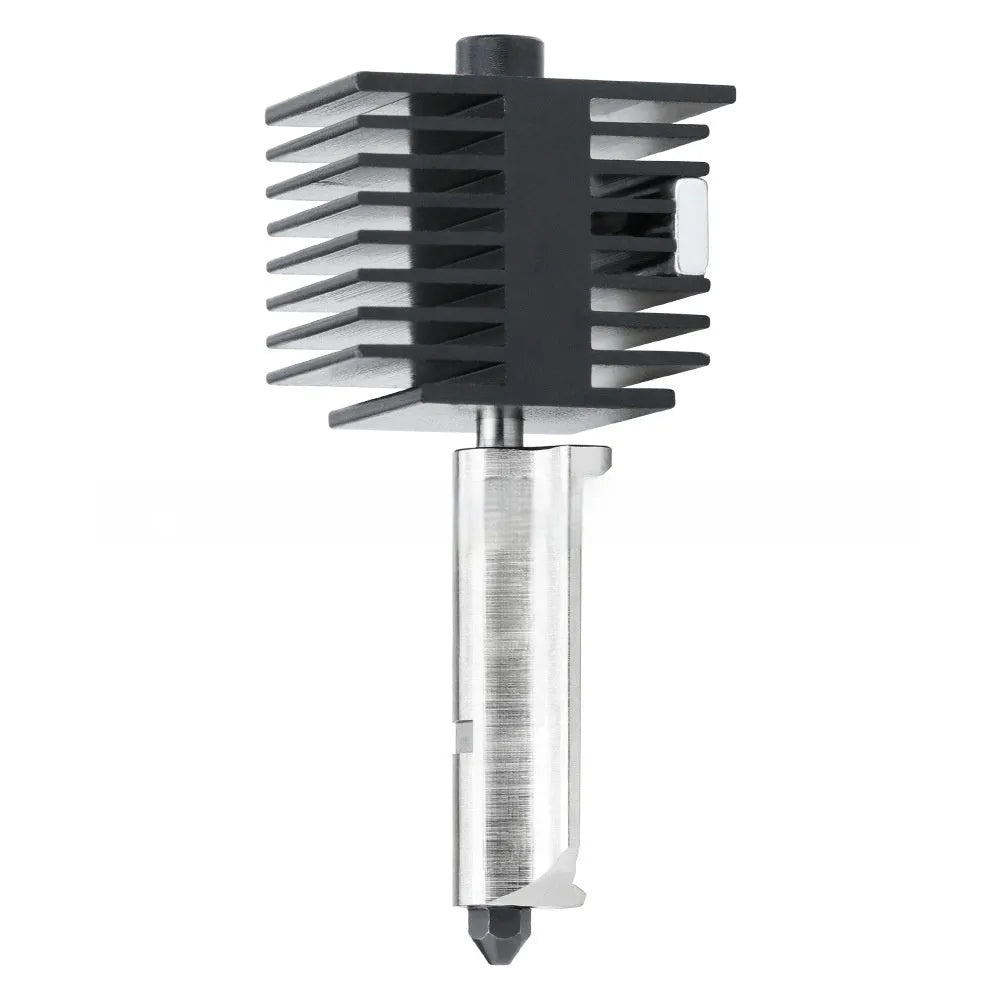 Bambu Lab A1 Mini hardened steel hot end nozzle assembly with black silicone sleeve