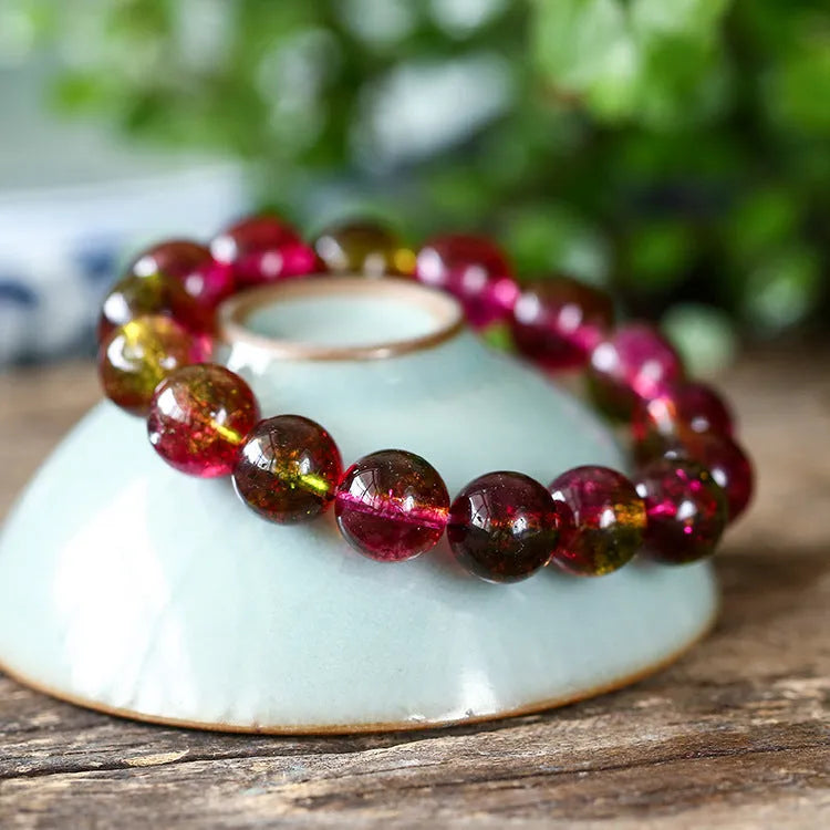 Women's handmade watermelon crystal bracelet in pastoral style with four size options