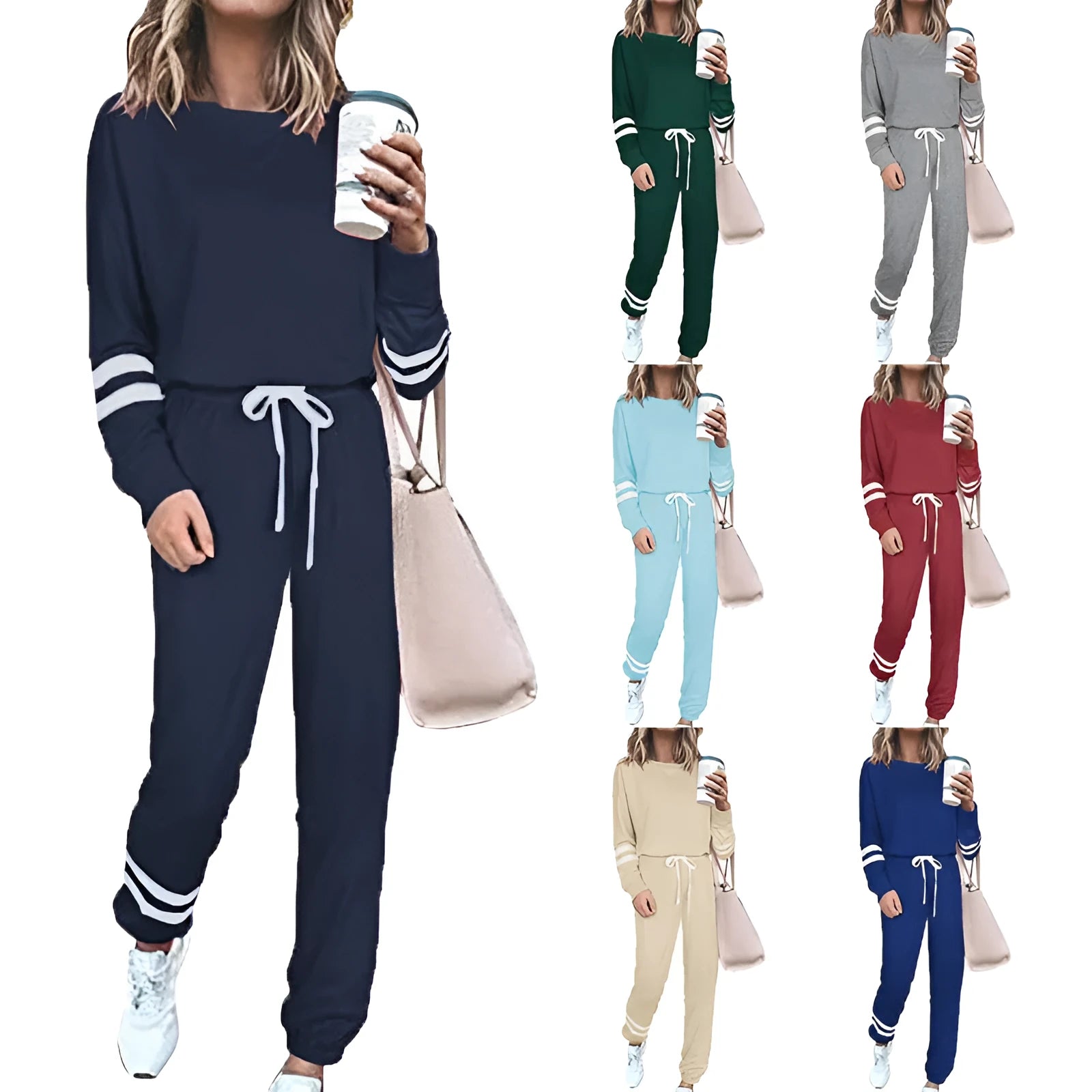 Women's plus size loose fit casual suit set with printed top and solid pants in apricot