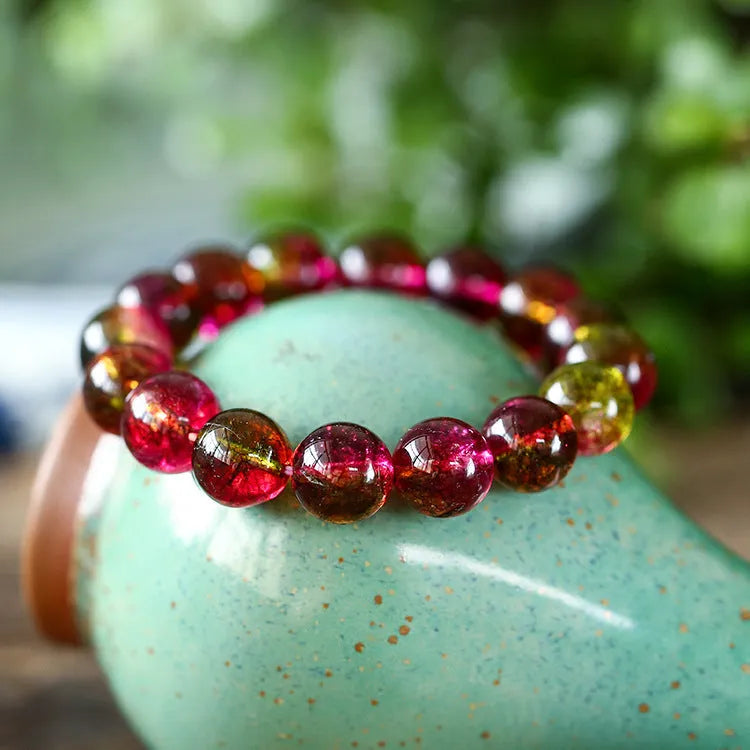 Women's handmade watermelon crystal bracelet in pastoral style with four size options