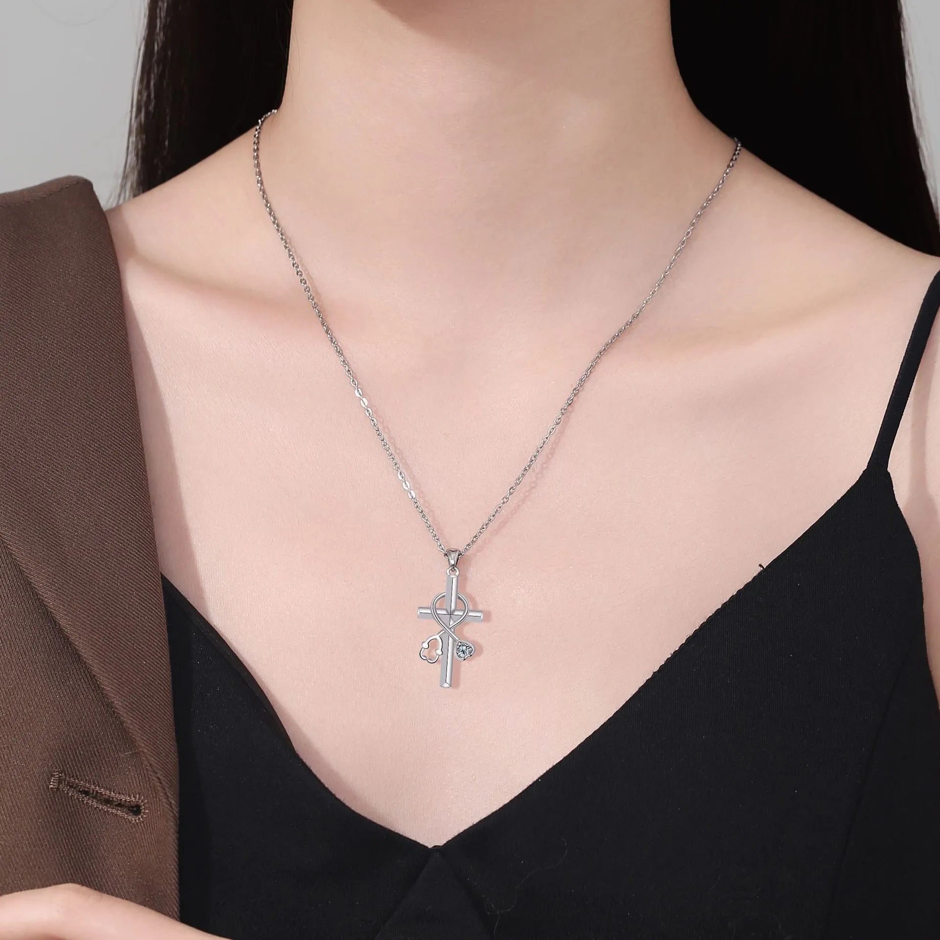 Copper stethoscope pendant necklace with electroplated finish on cross chain