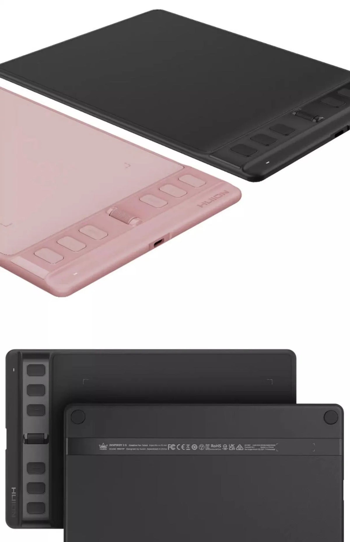 Hua Wang H641P black drawing tablet with PW110 digital pen on workspace
