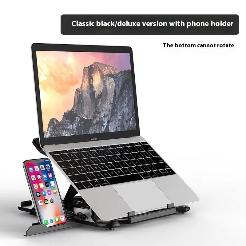 ABS plastic laptop bracket in black or white with 300mm x 200mm dimensions for laptop elevation and cooling
