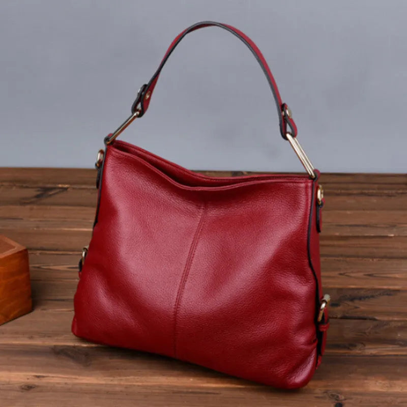 Genuine first layer cowhide vertical square crossbody bag with zipper pockets in black or taro colour