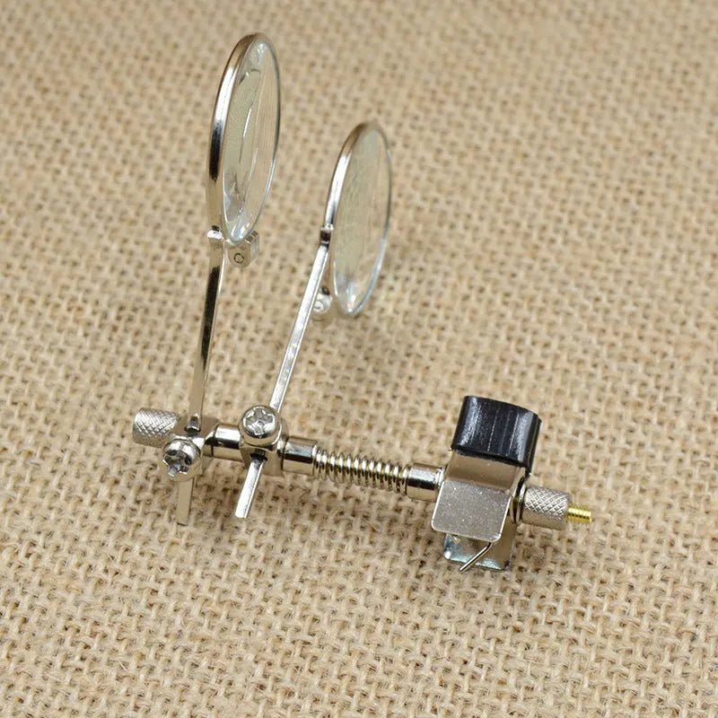 Auxiliary reading glass mirror glasses double clip with metal bracket and glass lens