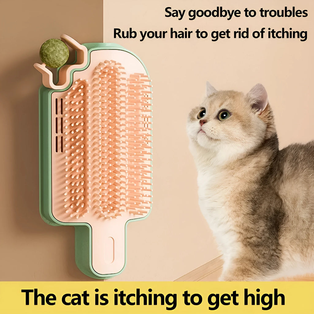 Ice cream cone shaped cat rubbing artifact with textured surfaces and feather attachment