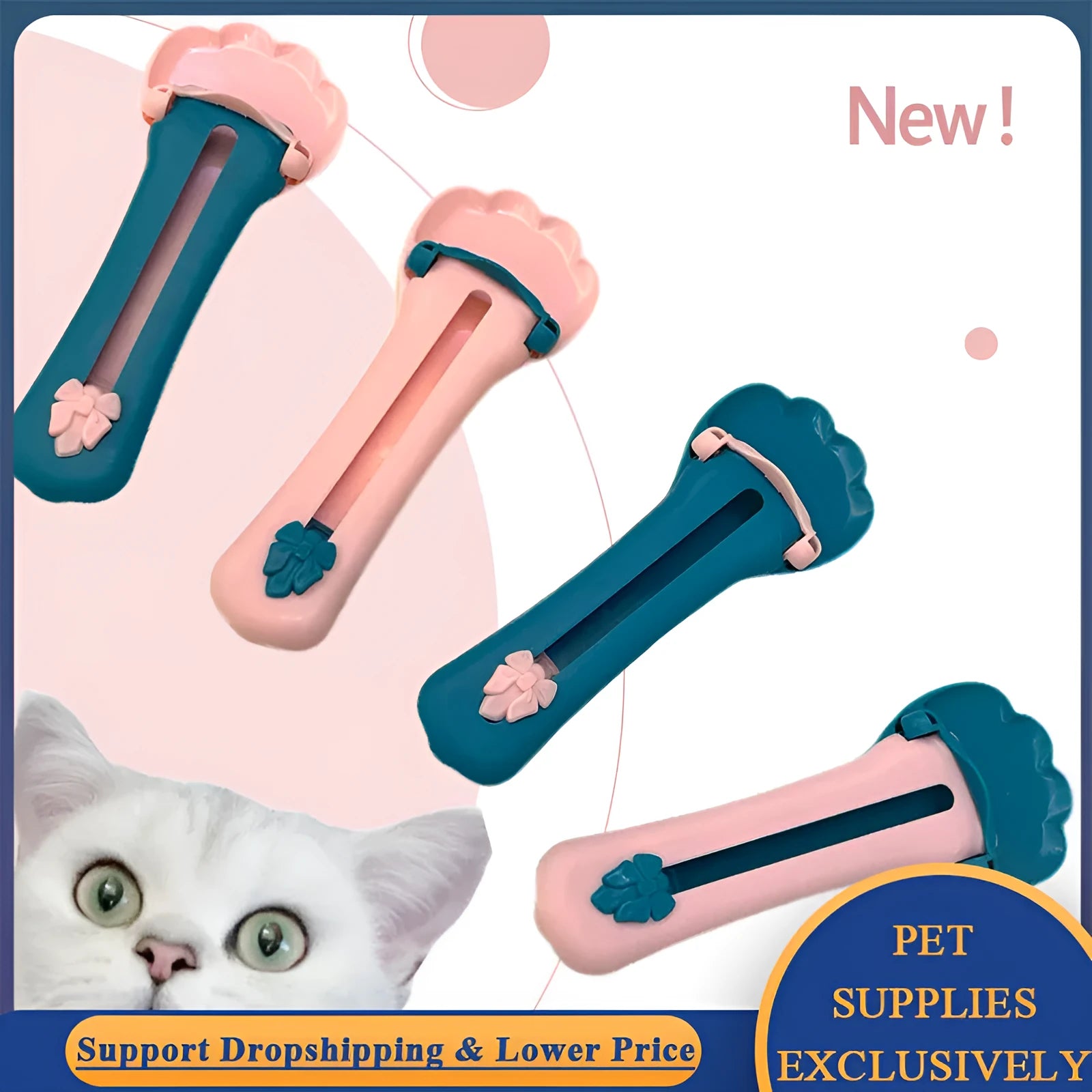 Green and pink pet feed spoon with integrated treat extrusion tool and liquid food squeezer feeder