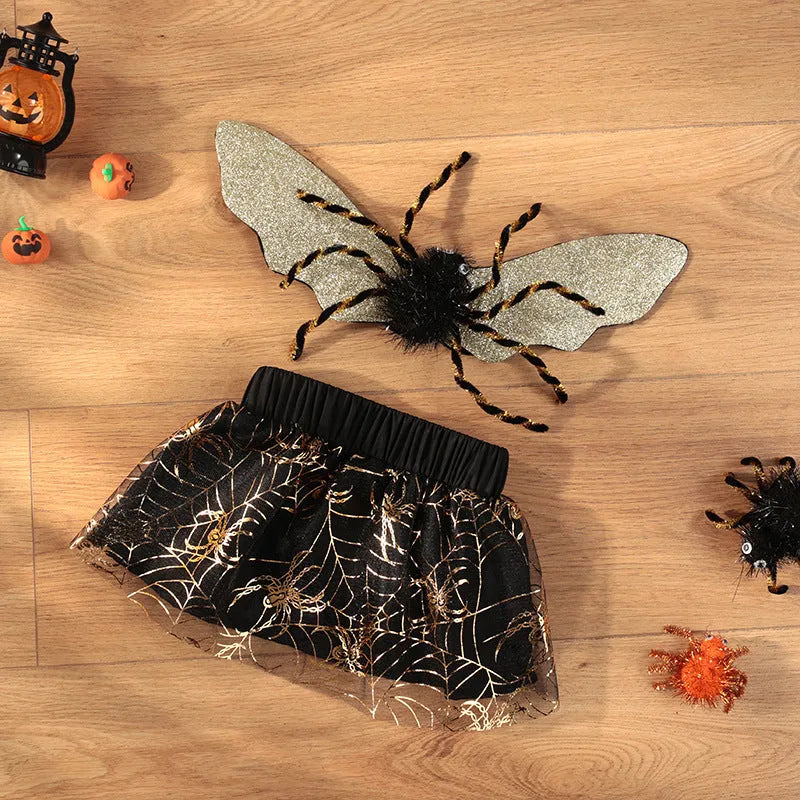 Black dog Halloween costume suit in polyester material shown on a pet
