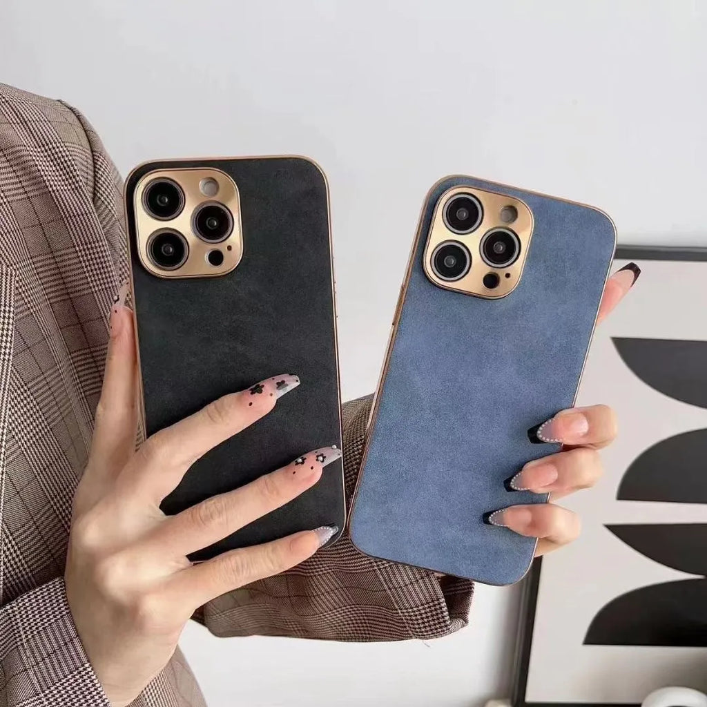 Leather texture TPU phone case for iPhone models in solid colour options