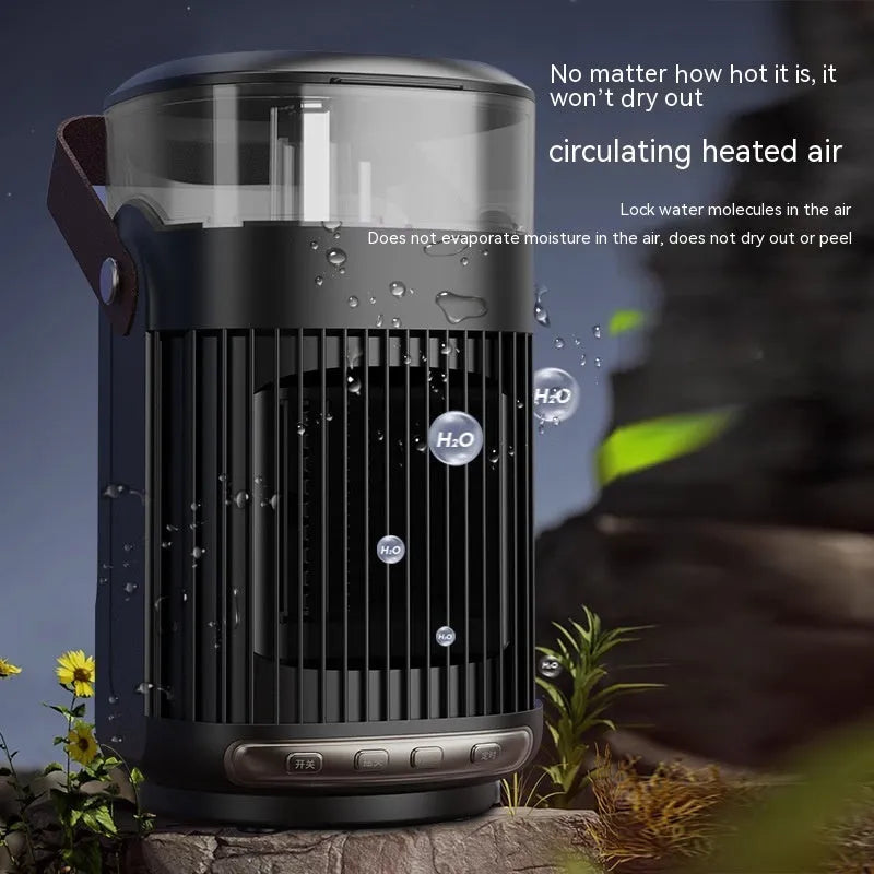 Black portable 2-in-1 heater and humidifier unit with front control buttons