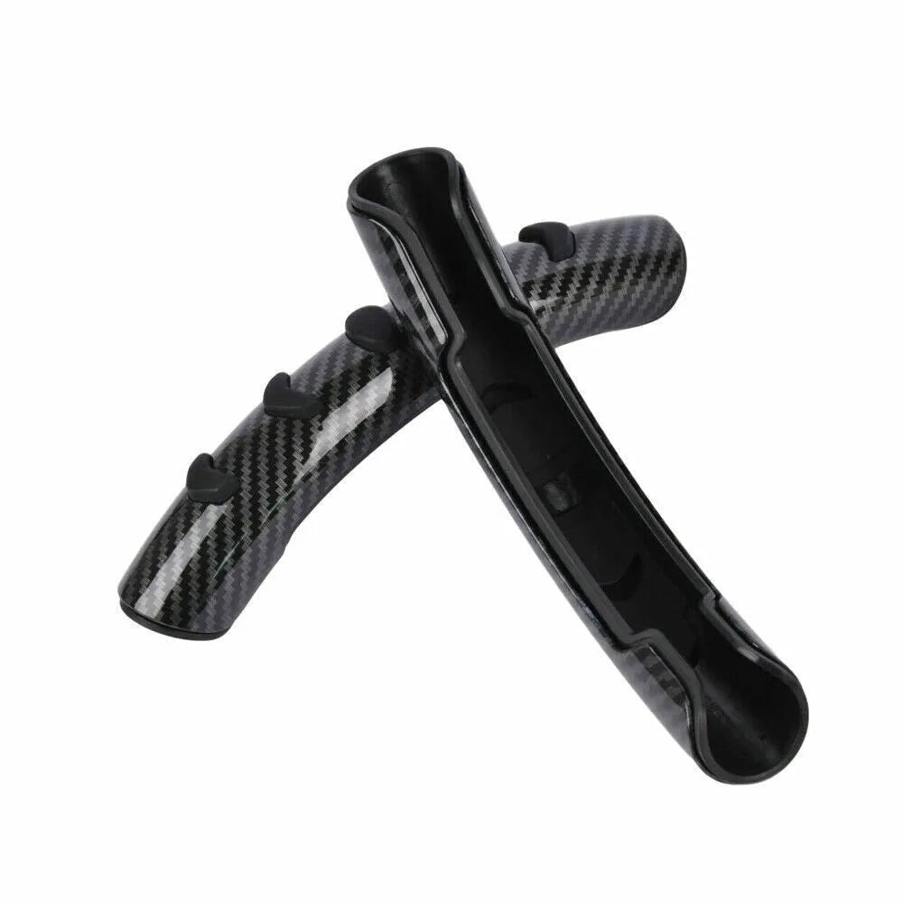 Carbon fibre black steering wheel anti-skid sleeve showing universal 38cm diameter fitment