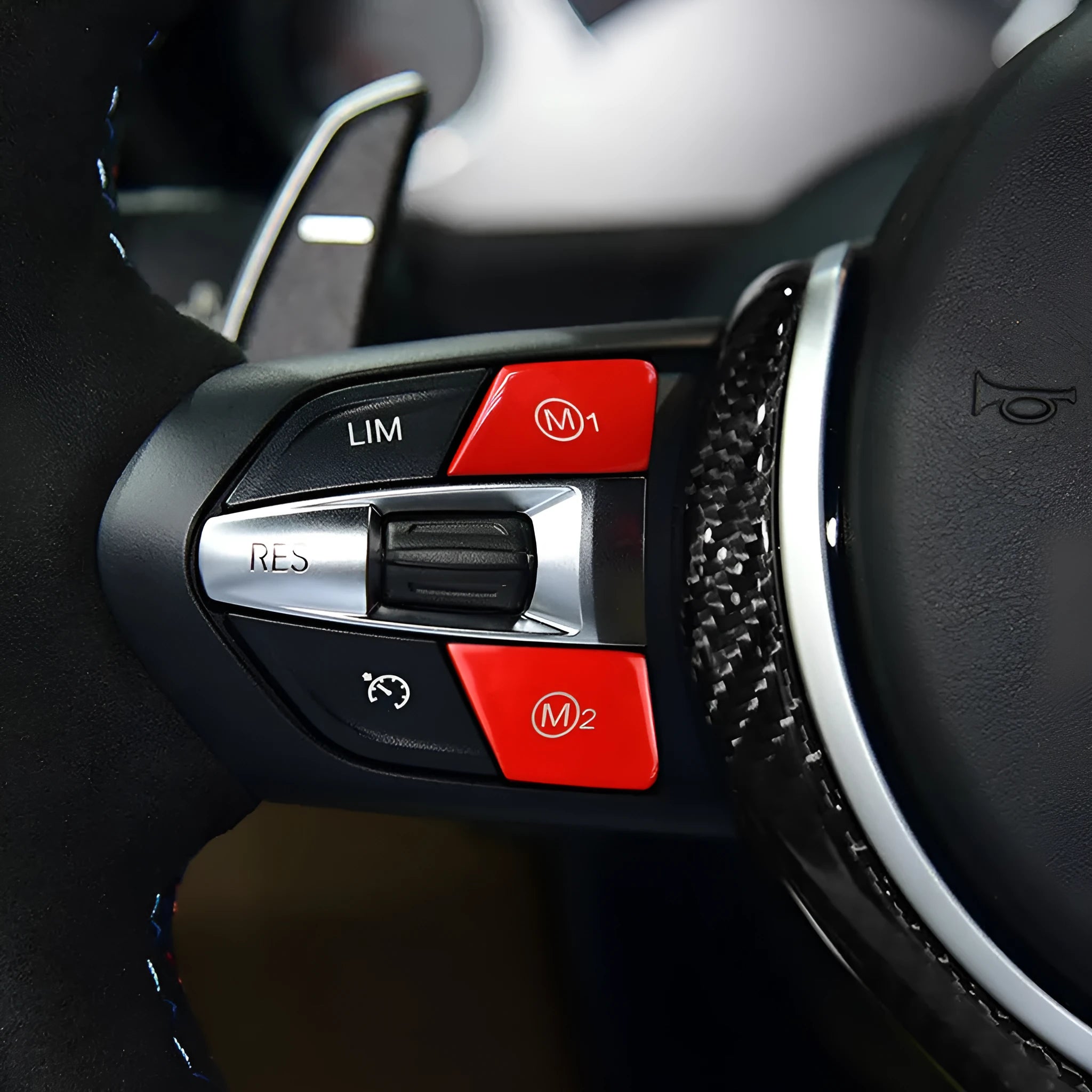 BMW steering wheel M1 M2 mode buttons in red and blue options with ABS plastic construction