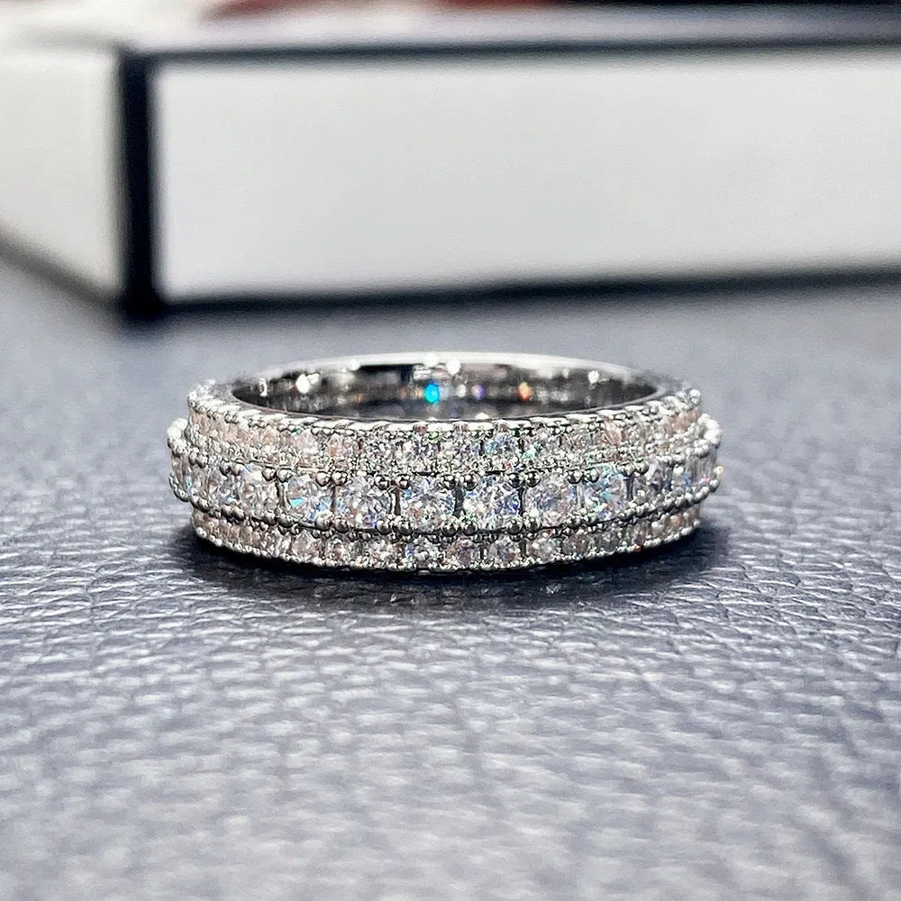 Geometric triangle personalised engagement ring with zircon inlay in white gold finish