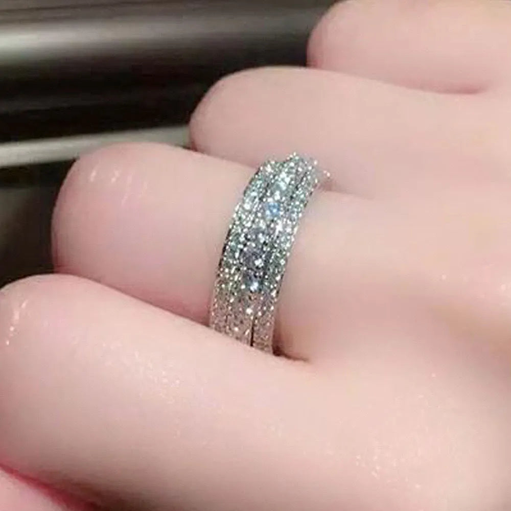 Geometric triangle personalised engagement ring with zircon inlay in white gold finish