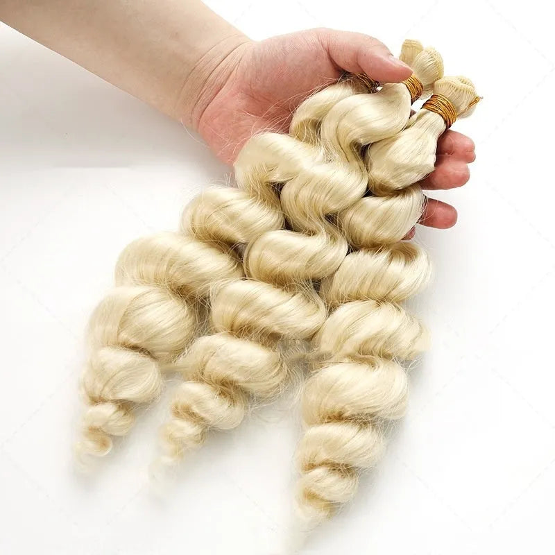 Golden chemical fibre hair weft wig for women in three length options