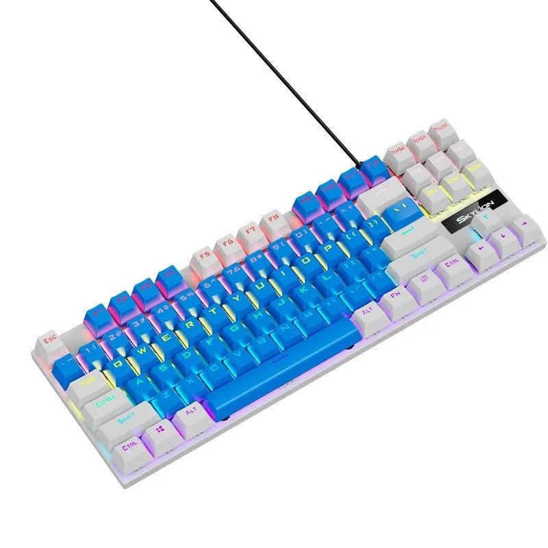 K87 mechanical keyboard with metal case in selected colour, showcasing green or red mechanical key switches.