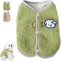 Green coral fleece dog sweatshirt vest with leash ring for small pets