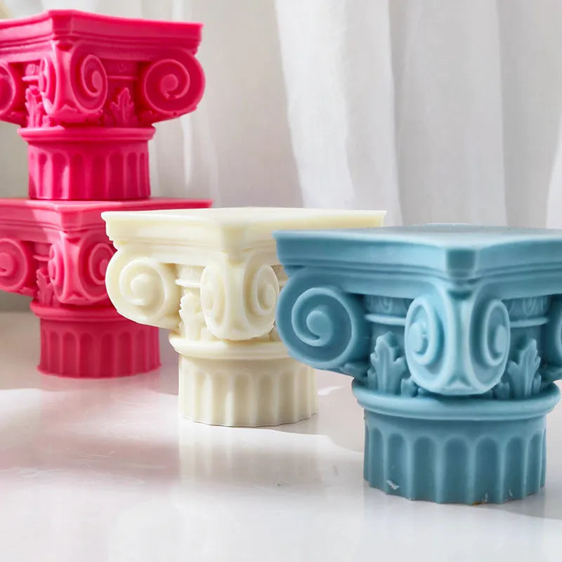 Silicone Roman pillar column mould for candles and baking with irregular shape