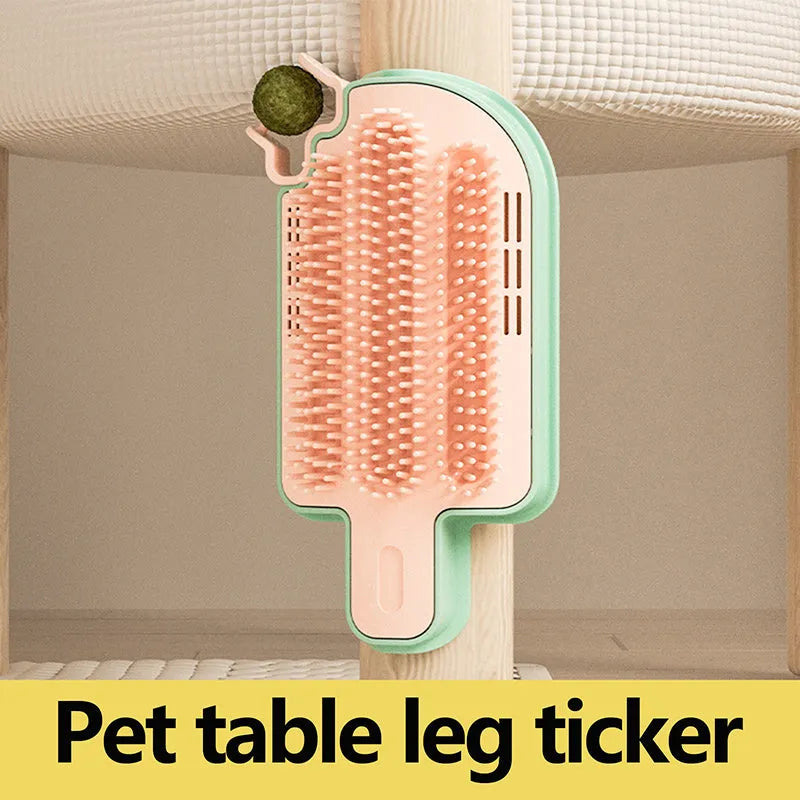 Ice cream cone shaped cat rubbing artifact with textured surfaces and feather attachment