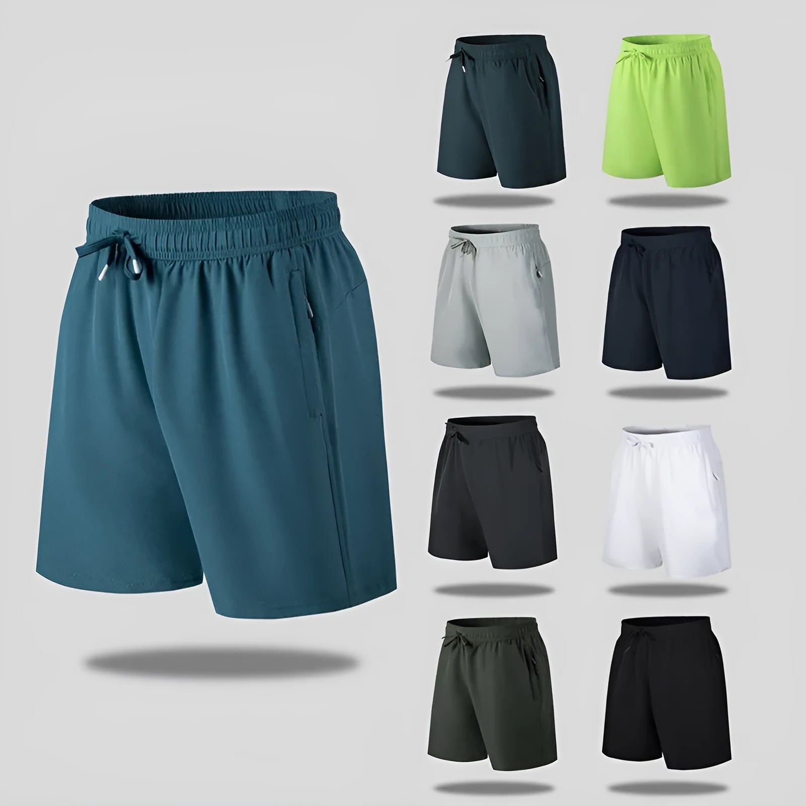 Man wearing loose black quick-dry sports shorts on a beach