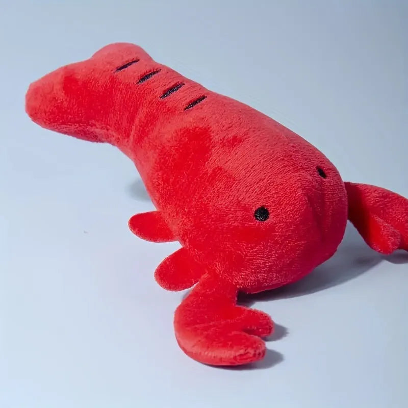 Red lobster shaped squeaky dog toy with crab claw details for small medium dogs