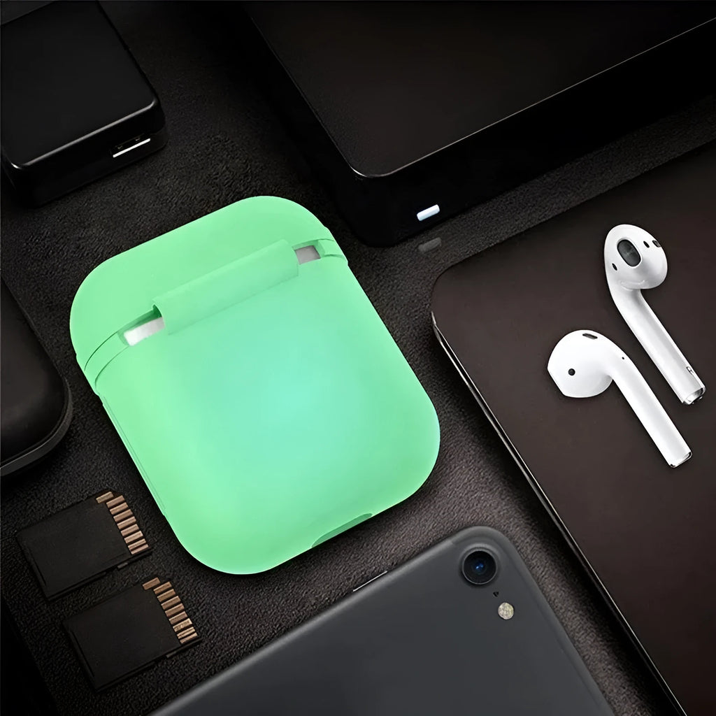 Luminous solid colour silicone flip-open protective case for Apple AirPods.