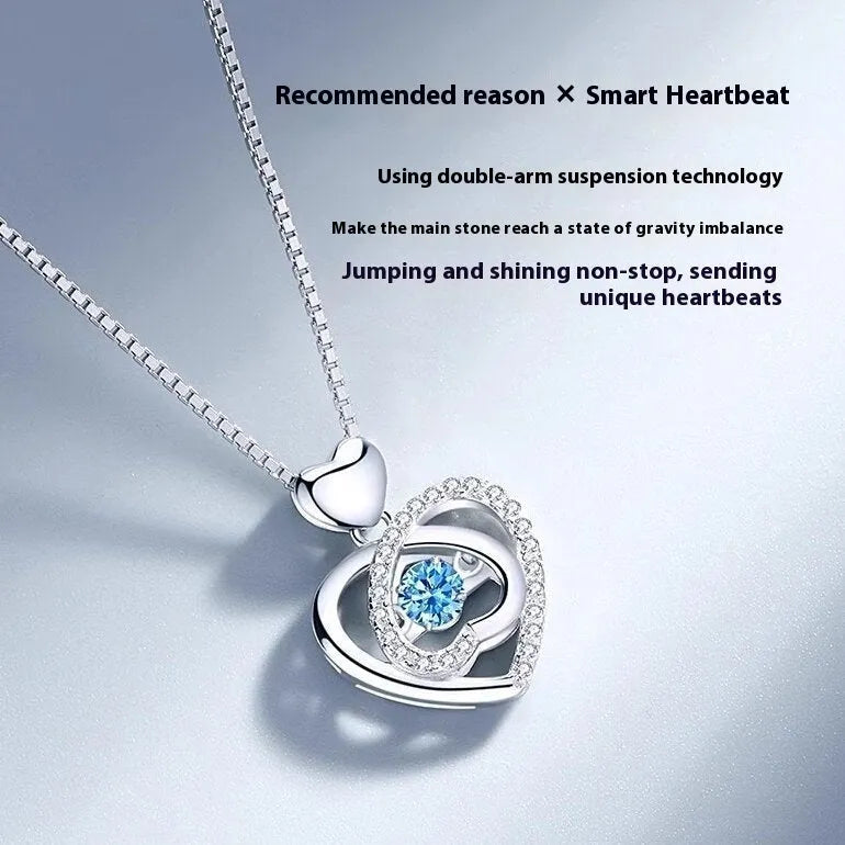 Blue diamond electroplated copper jewellery set with geometric heart pendant and mixed gem inlay