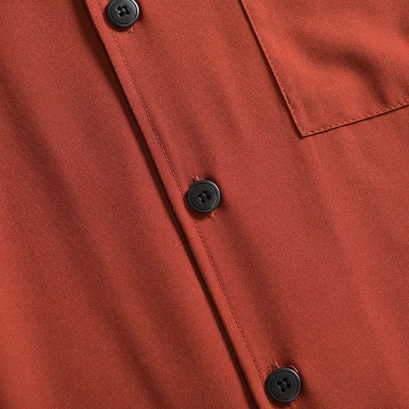 Men's lightweight loose fit short sleeve shirt in solid colour with cardigan style