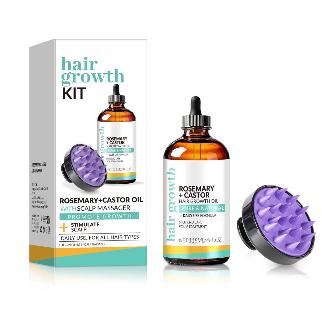 118ml bright yellow hair treatment oil with massage brush for strengthening and dense hair care