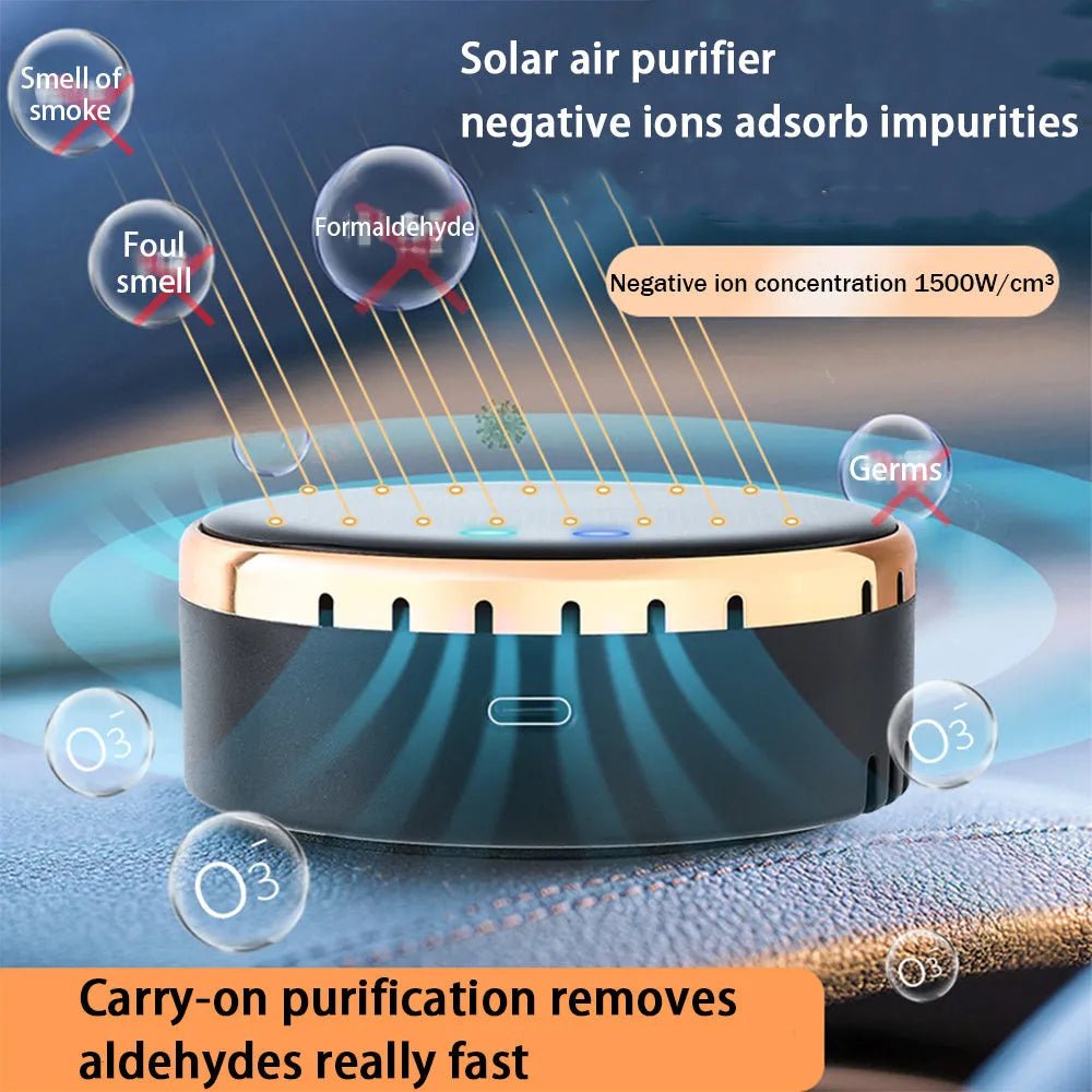 Solar-powered car mounted air humidifier in black, gold or red with adjustable mist control